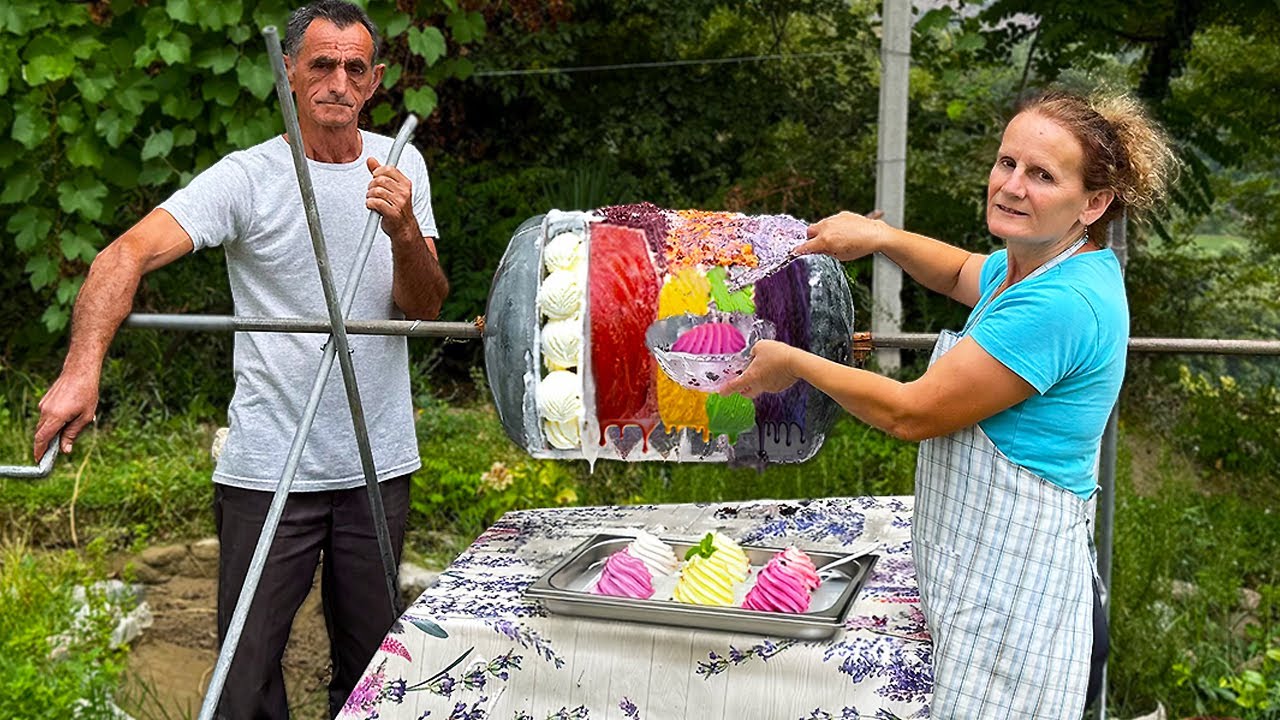 The Best Treat in Summer Heat 🍦⛰️ – Fruit Ice Cream in Our Mountain Village!