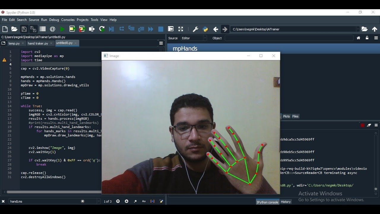 hand recognition with point position of fingers - YouTube