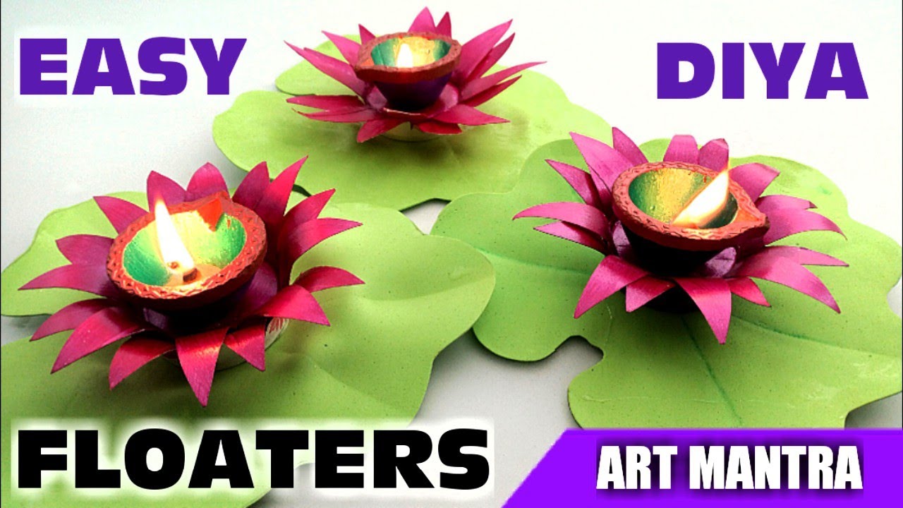Lily diya floaters  Diya decoration ideas  Diya stand making  Diwali decoration ideas  Diy diya