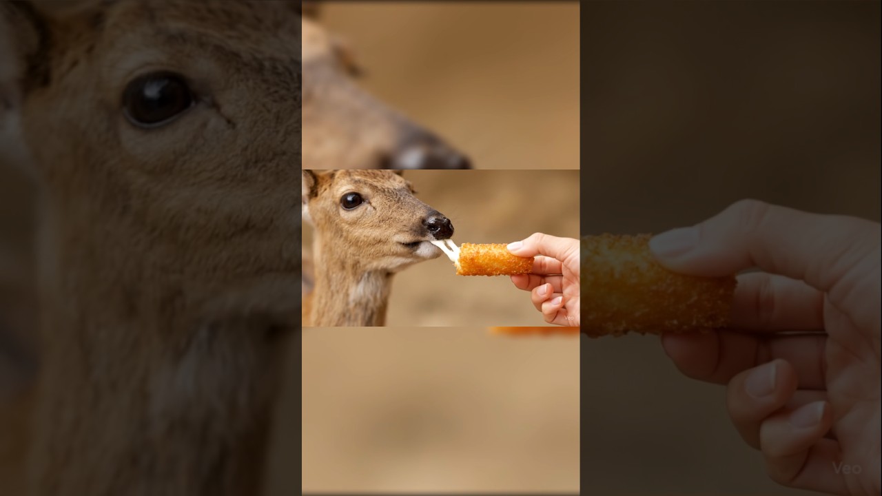 Baby Deer Tries Hot Cake | Cute Close‑Up Feeding 