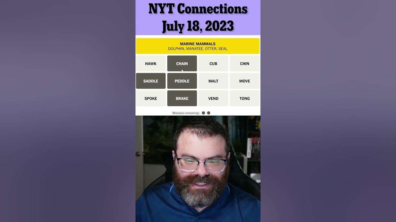 NYT Connections July 18th, 2023 YouTube