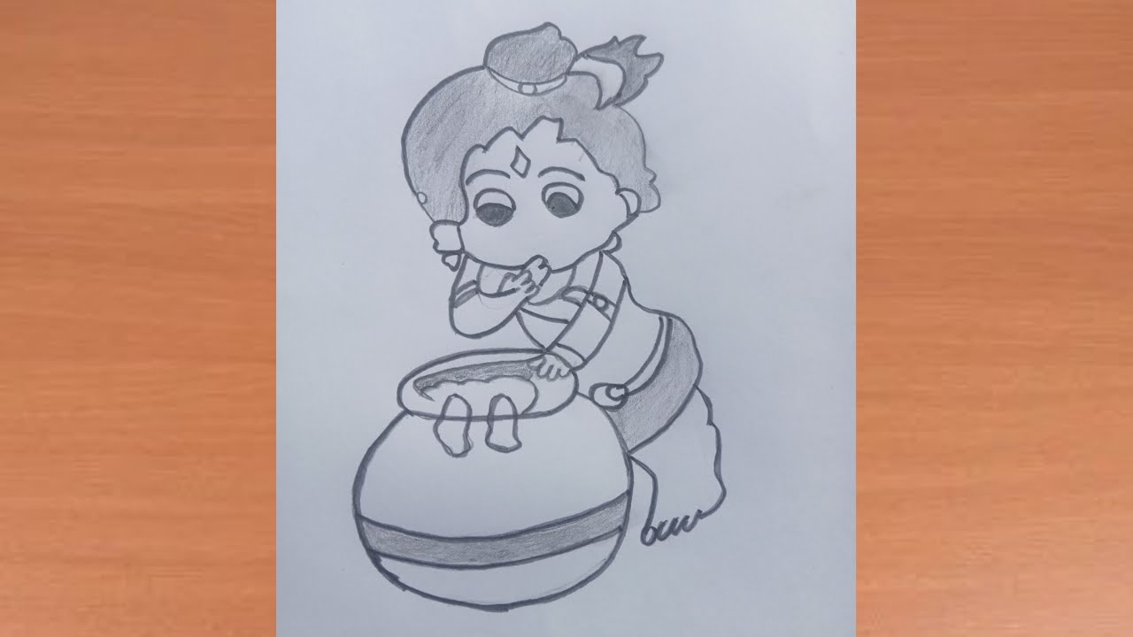 How to draw Krishna bhagwan and sading pincel sketching art