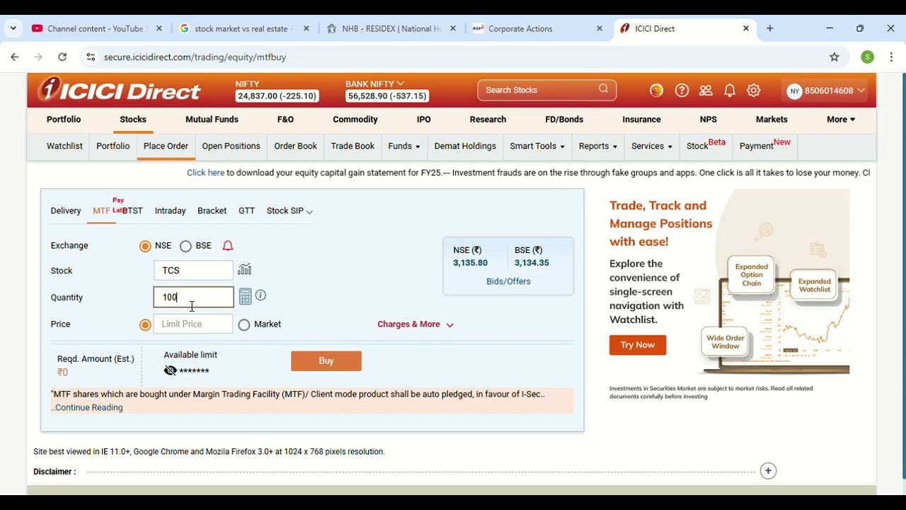 How to do MTF trading through ICICI Direct 