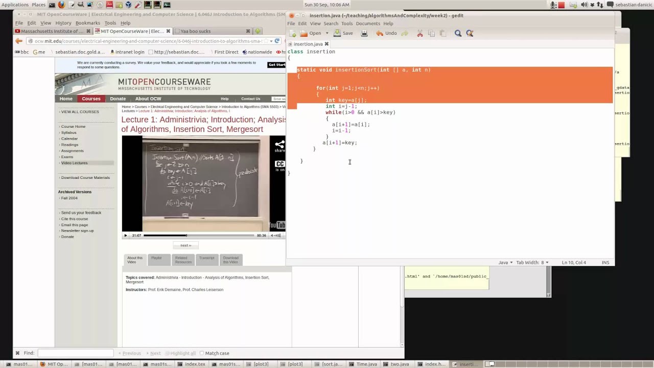 Programming insertion sort from pseudo code to java and timing the ...