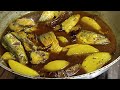 আলু বেগুন কাঁচা লঙ্কা দিয়ে ইলিশ মাছের ঝোল।Aloo Begun Diye Ilish Macher Jhol/ Ilish Macher recipe/