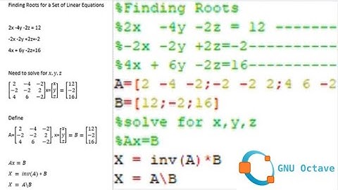 Finding Roots if Linear three linear equations using Matrix- Octave