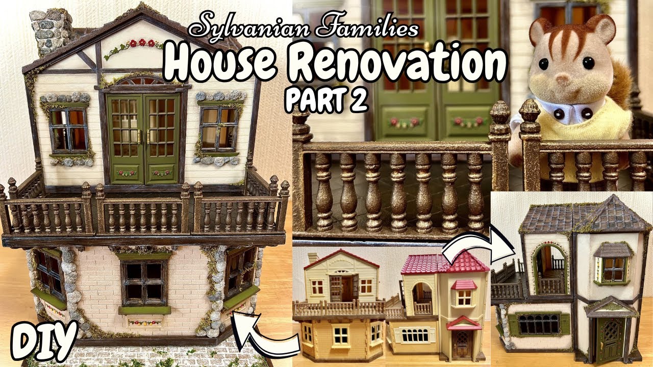 【DIY】シルバニアファミリーのお家改造 Part2🐿️外装完成!🏠/Sylvanian Families House Renovation #2–Rustic Exterior Makeover !