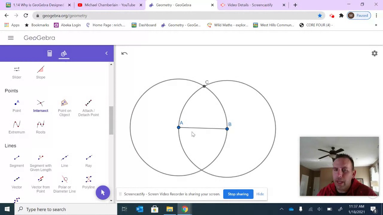 Geometry Lesson 13: GeoGebra and the Equilateral Triangle - YouTube