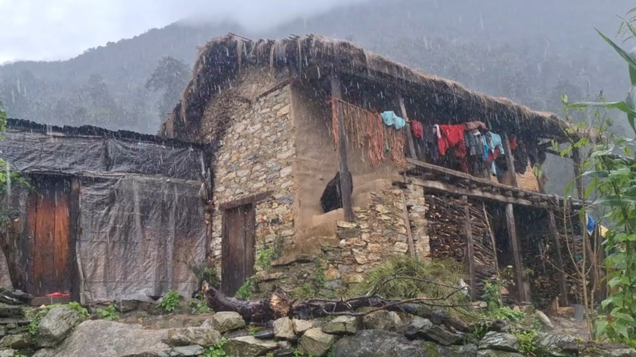 This is the rainy day in the village life of Nepal||||amazing and peaceful relaxing mountain village