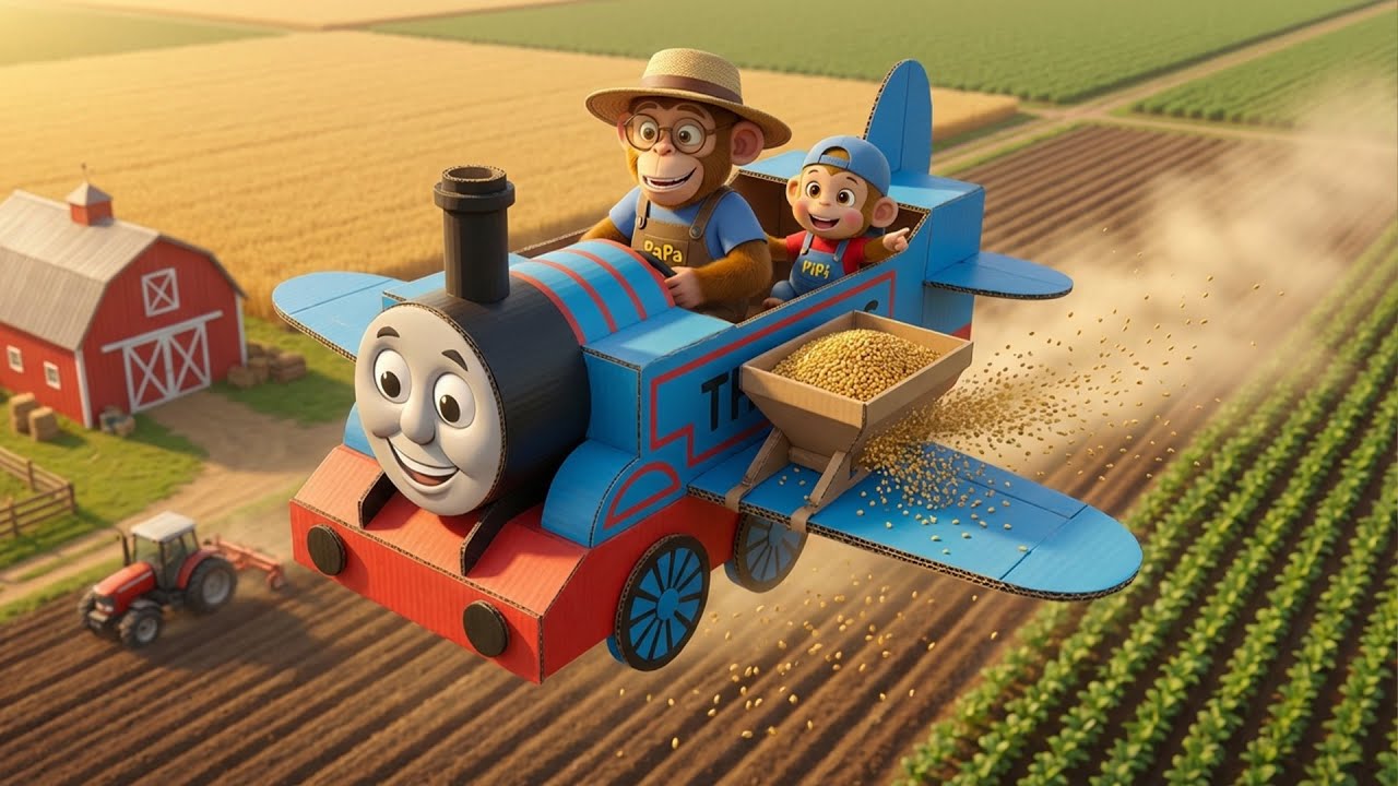 Monkey Funny | Makes a Seed Airplane – Thomas the Plane Farm Adventure | Monkey Cartoon