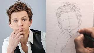 How to draw a Portrait using loomis method  Tom holland drawing