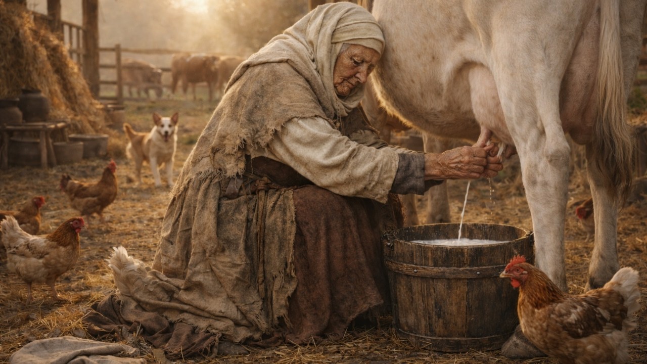 Daily Life of a Poor 85-Year-Old Medieval Woman | Animal Care and Milking | Natural ASMR Lifestyle