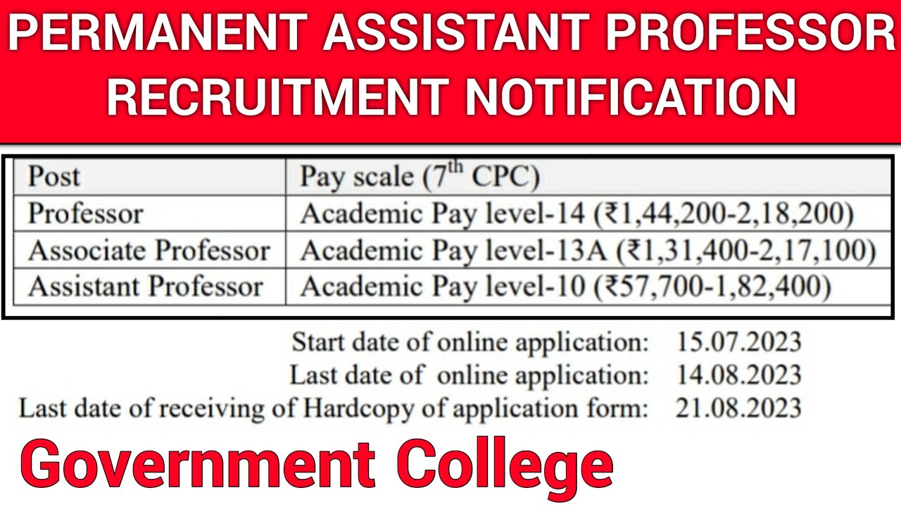 PERMANENT ASST PROFESSOR RECRUITMENT 2023 II ALL STATES ALLOWED II NO