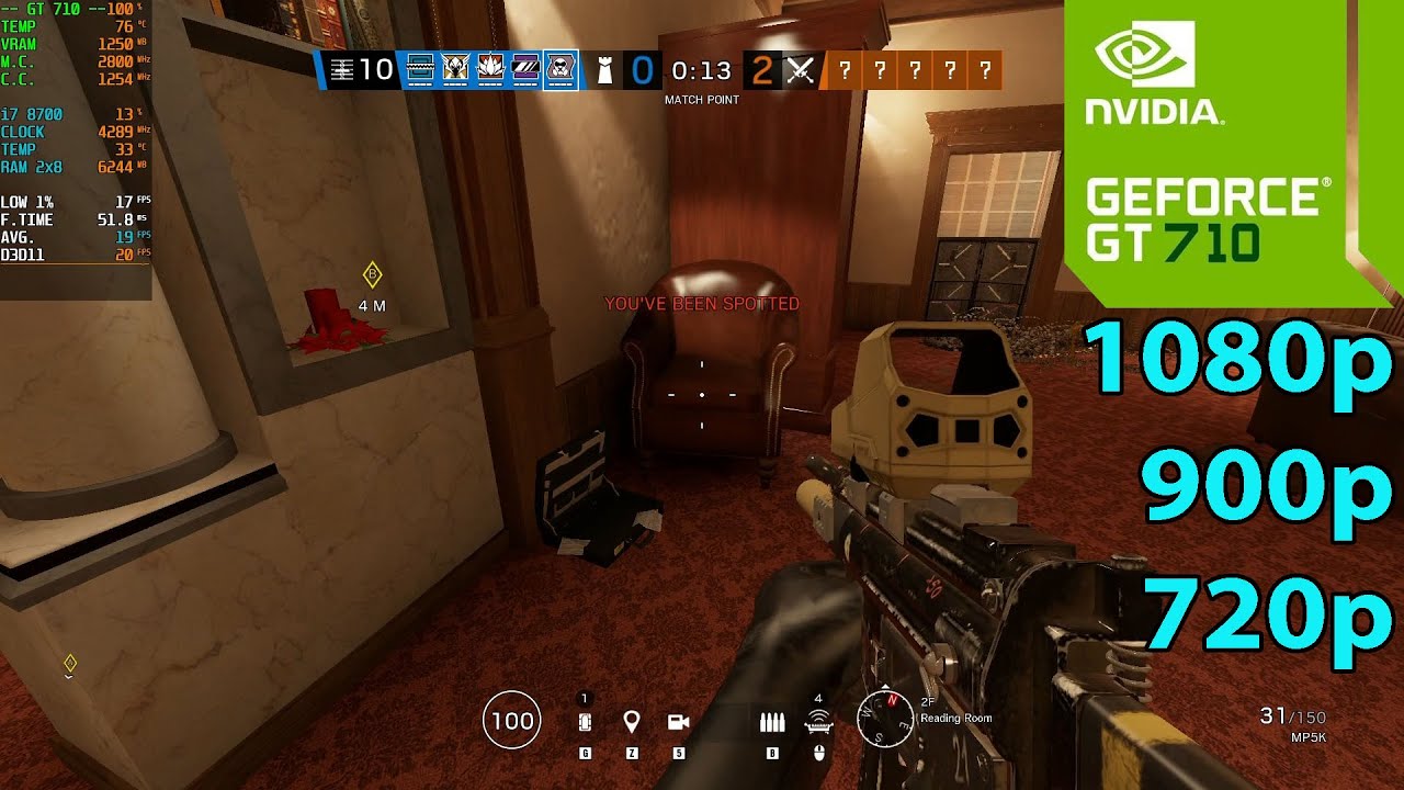 GT 710 2GB DDR5 - Tom Clancy's Rainbow Six Siege - 1080p, 900p