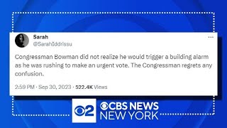 ⁣Rep. Jamaal Bowman pulls fire alarm ahead of House vote to fund government