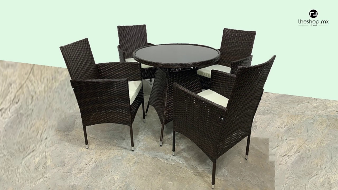 TheShop.mx / Comedor para jardín 5 pzs. - Café / ARMADO - YouTube