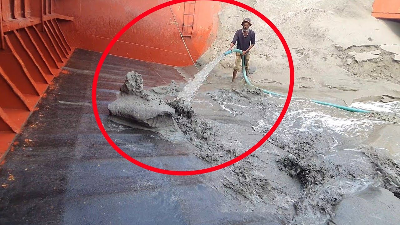 Unloading sand form ship barge unloading video unload sand from big barge ship 434 (03 Mar 2026)