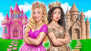 One Colored House Challenge | Pink vs Black Princess by Super Hyper DO