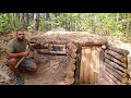 A forest bunker is waiting for snow | meat on coals | survival in the forest | a safe place DIY