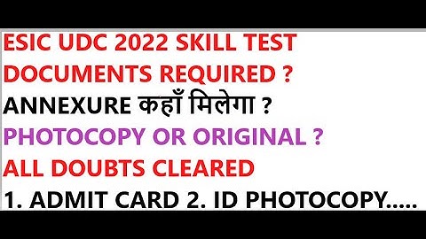 ESIC UDC SKILL TEST 2022  DOCUMENTS LIST COMPLETE VIDEO