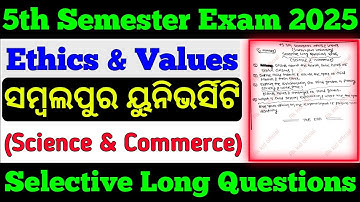 🎯Sambalpur University 5th Sem Ethics And Values Important Long Questions 2025 || Science & Commerce