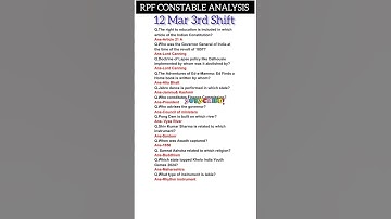 RPF CONSTABLE EXAM ANALYSIS 2025|12 Mar 3rd Shift|RPF Constable paper analysis today#rpfconstable#gk