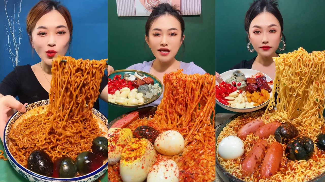 Mukbang Challenge Eating Rice 🍚 with food Spicy 🔥🥵 Noodles 🍜 🍖🥓 Meat #hotdog #noodles #pasta #cook 