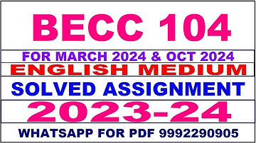 becc 104 solved assignment 2023-24 | becc 104 solved assignment in english 2024 | becc 104 2024