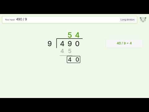 Long Division Problem 490/9: Step-by-Step Video Solution