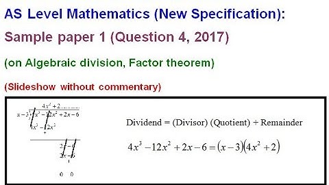 Edexcel AS Level New Spec Mathematics paper 1 SAMPLE  2017 Question 4 (on the Factor theorem)