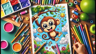 Monkey in the Jungle Coloring Page | Swing into Fun with The Coloring Crews