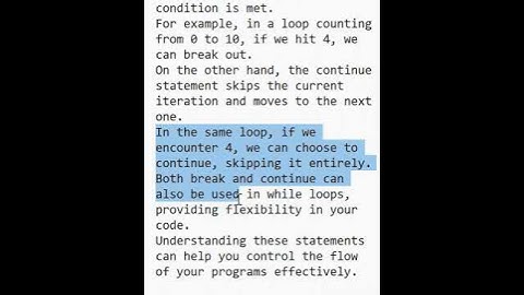 Break and Continue statements | Flutter | Dart #continue #cprogramming
