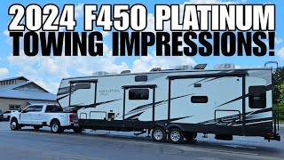 FIRST TOW! MPGs and Ride! 2024 F450 Towing a  Fifth Wheel RV!