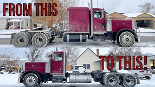 REMOVING A SLEEPER FROM A PETERBILT 379  Big hole conversion part 2