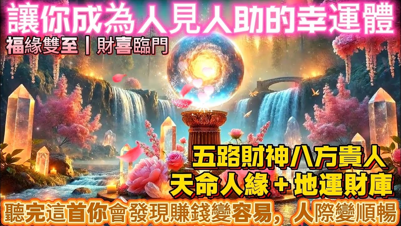 讓你成為人見人助的幸運體｜福緣雙至｜財喜臨門｜五路財神八方貴人｜天命人緣＋地運財庫｜聽完這首你會發現賺錢變容易、人際變順暢｜吸引力法則調頻能量音樂