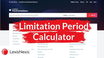 LexisNexis Practical Guidance Tutorial: Limitation Period Calculator