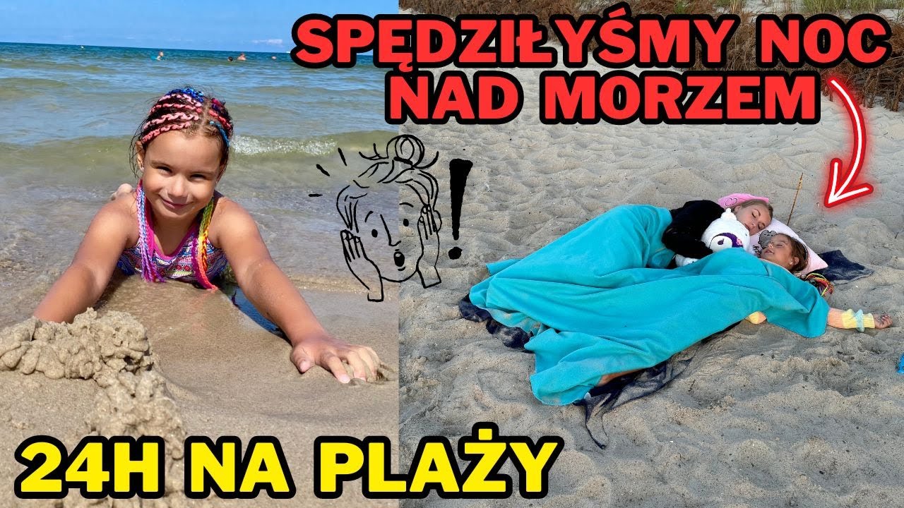 24h na plaży🏖️☀️ Śpimy nad morzem🐚 Challenge💖