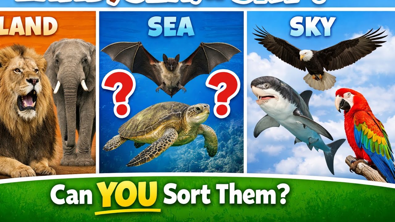 Land, Sea, or Sky? 🦁🦈🦅 | Animal Sorting Game for Kids