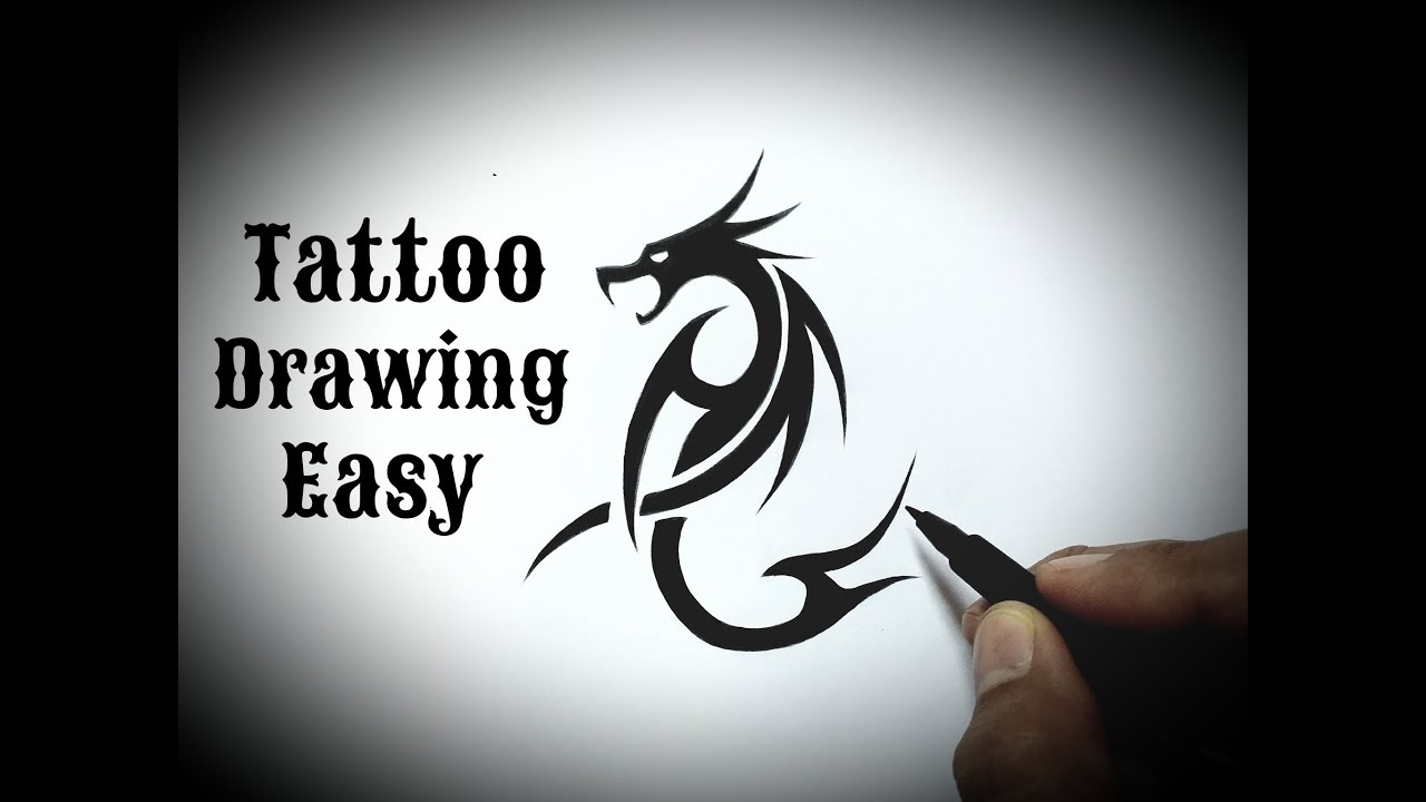 How to draw a tribal dragon tattoo easy step by step Drawing ...