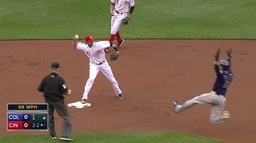 COL@CIN: Cozart starts a double play after deflection