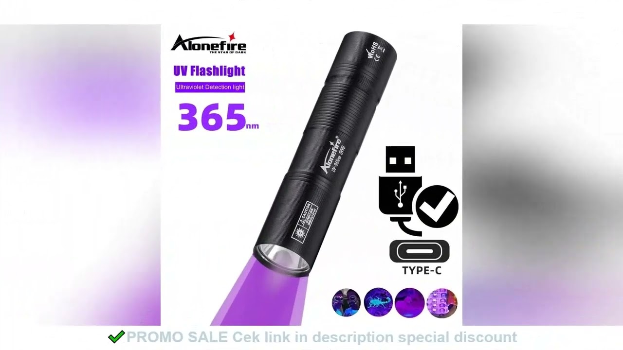 365nm UV Flashlight USB Rechargeable Mini Palm Ultraviolet Nail lamp Torch Pets Urine Cat tinea Mone