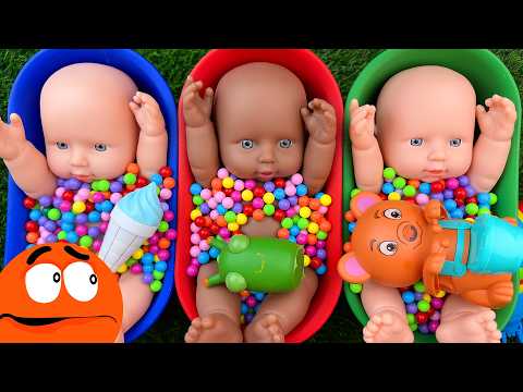 Cute Baby Dolls Bath Rainbow Beads Color Learning Video | P 106 | Ghentalin