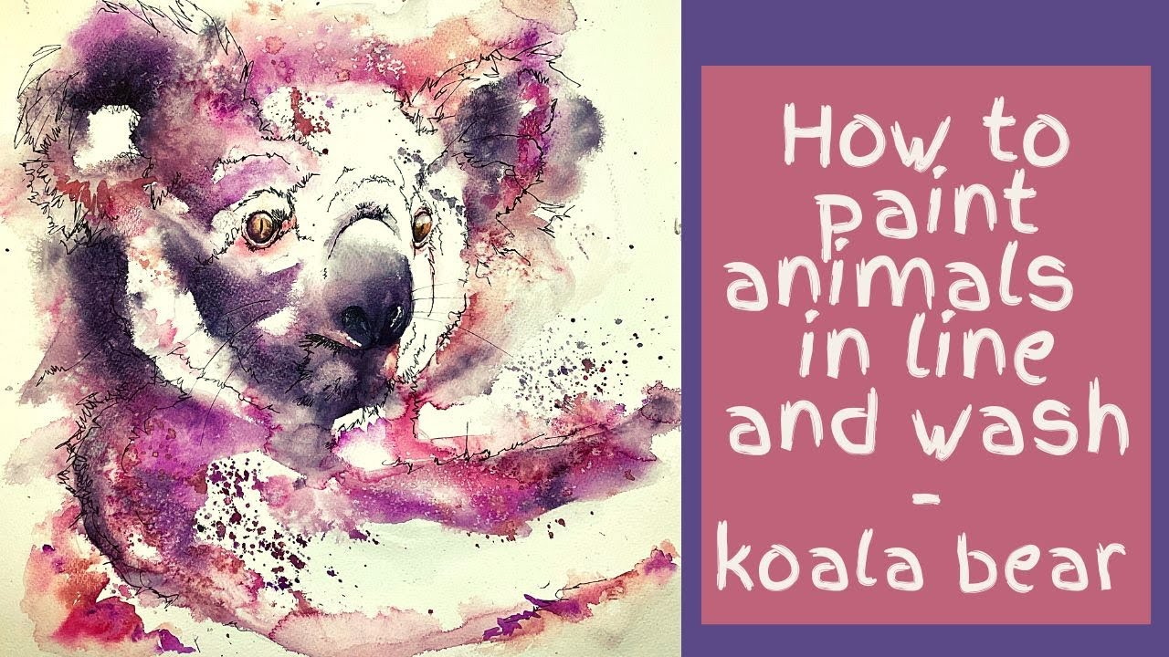 How to paint animals in line and wash - koala bear - YouTube