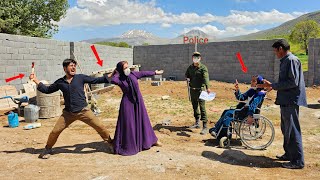 The arrival of the police and the second wife, the reactions of the husband and the first wife