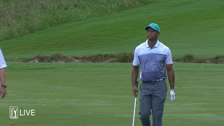 Tiger Woods' approach sets up eagle attempt at Wyndham