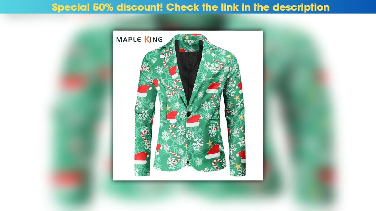 Must Buy Christmas Hat Snowflake Printed Green Blazer for Men Suits Jacket Fashion Funny Show Costu