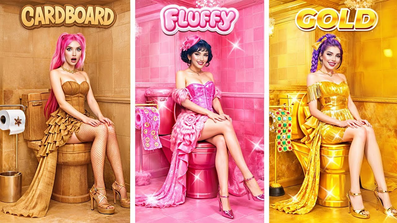 Kpop Demon Hunters IRL: Rumi, Zoey & Mira Glow Up in Cardboard, Golden & Fluffy Fashion in Toilet