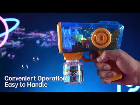 Дитячий іграшковий пістолет мильні бульбашки Генератор мильних бульбашок Бластер на батарейках для дітей TC, видео 1