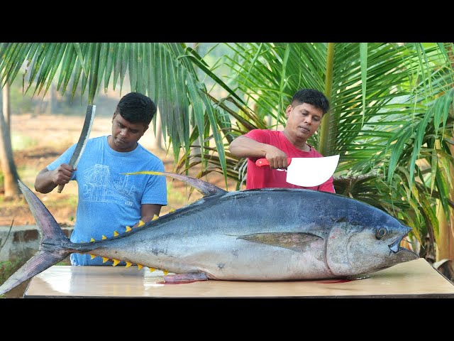 100 KG BIG TUNA FISH | Yummy Tuna Fish Pickle | Cutting & Cooking Skill class=