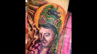 2 Amazing Epic Thailand Best Quan Yin Detailed Arm Tattoo by Khun Dong Master Tattooist